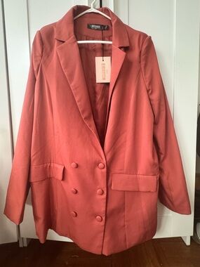 Missguided NWT Rust Coral Double-Breasted Blazer (Tall)